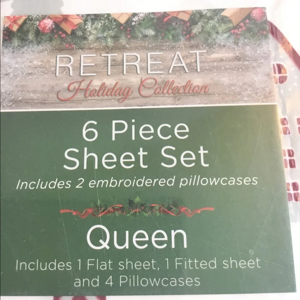 Retreat Holiday Collection Six Piece Sheet Set NWT